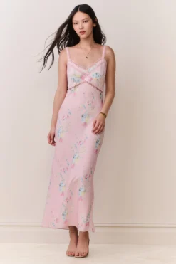 Annabeth Satin Floral Maxi Slip Dress