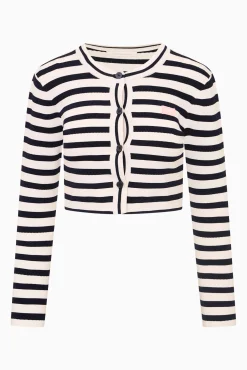 Avanette Striped Stretch Knit Cardigan