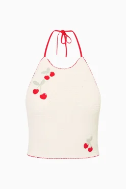 Avanyah Cherry Crochet Halter Top