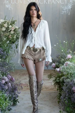 Azalure Suede Eyelet Mini Shorts