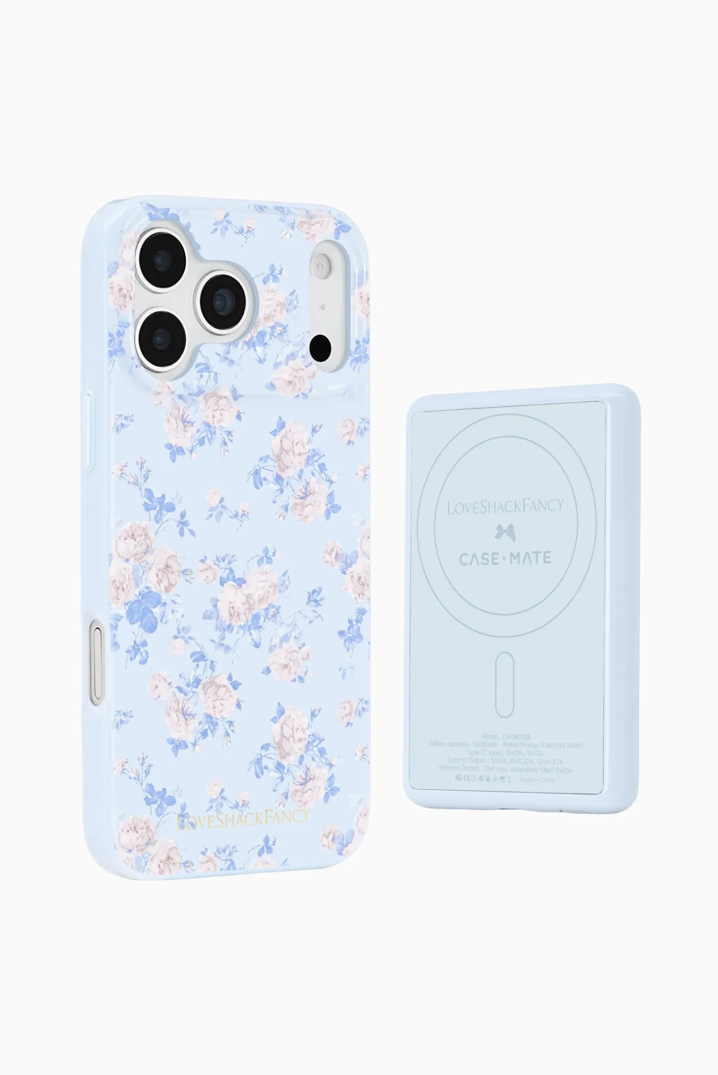 Case-Mate x LoveShackFancy 5K mAh Wireless Portable Charger Works With MagSafe - Everblooming Rosettes