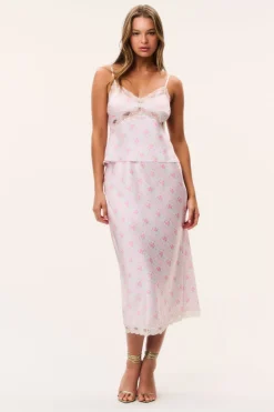 Castle Floral Satin Maxi Skirt
