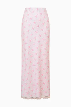 Castle Floral Satin Maxi Skirt