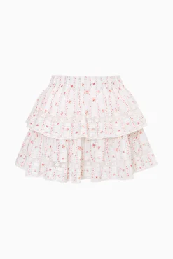 Cherry Stripe Ruffle Mini Skirt