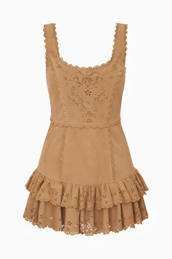 Chrysanthe Suede Eyelet Mini Dress