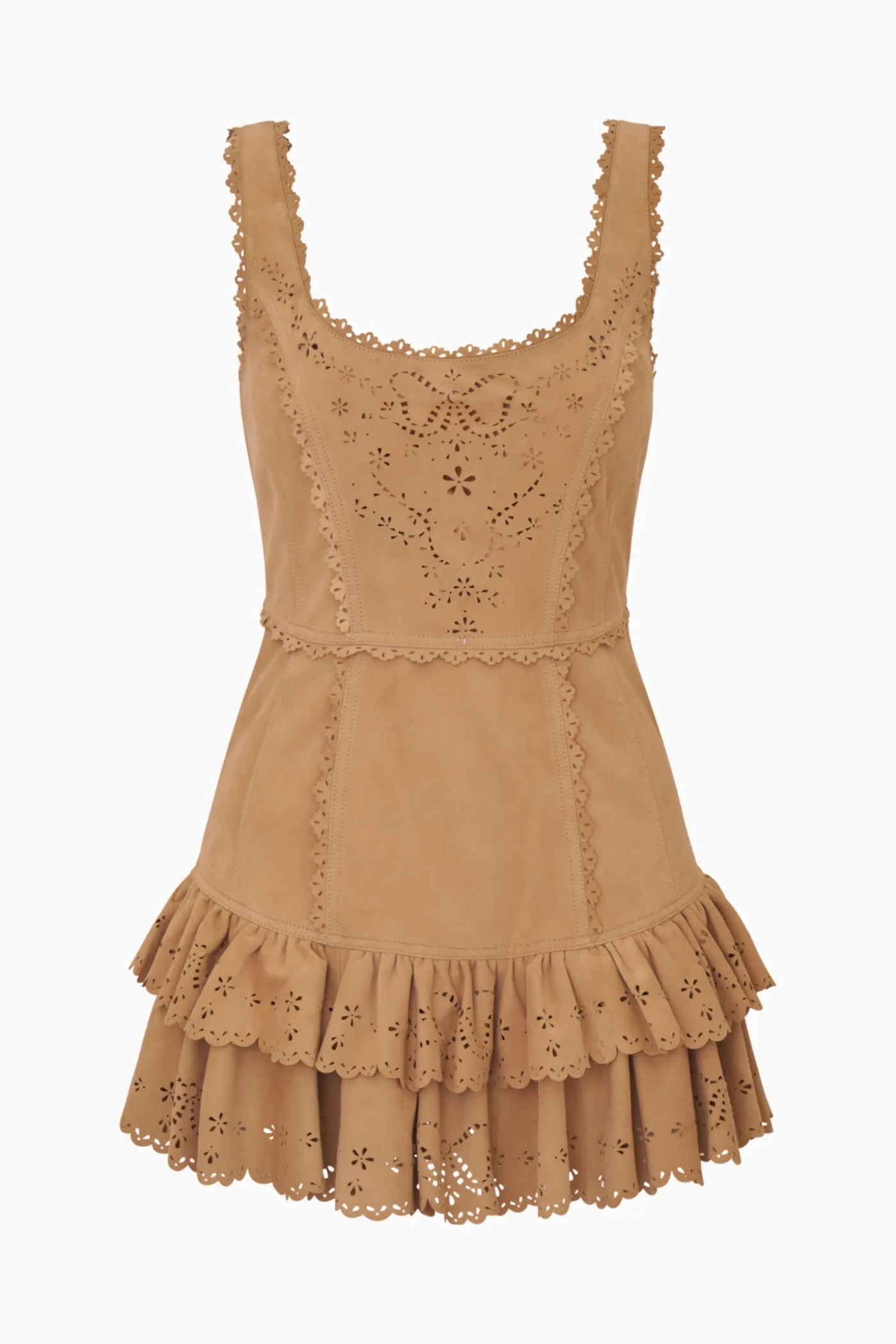 Chrysanthe Suede Eyelet Mini Dress