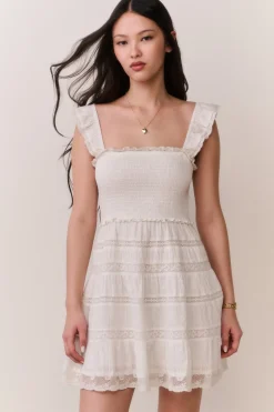 Colbera Lace-Trimmed Cotton Mini Dress