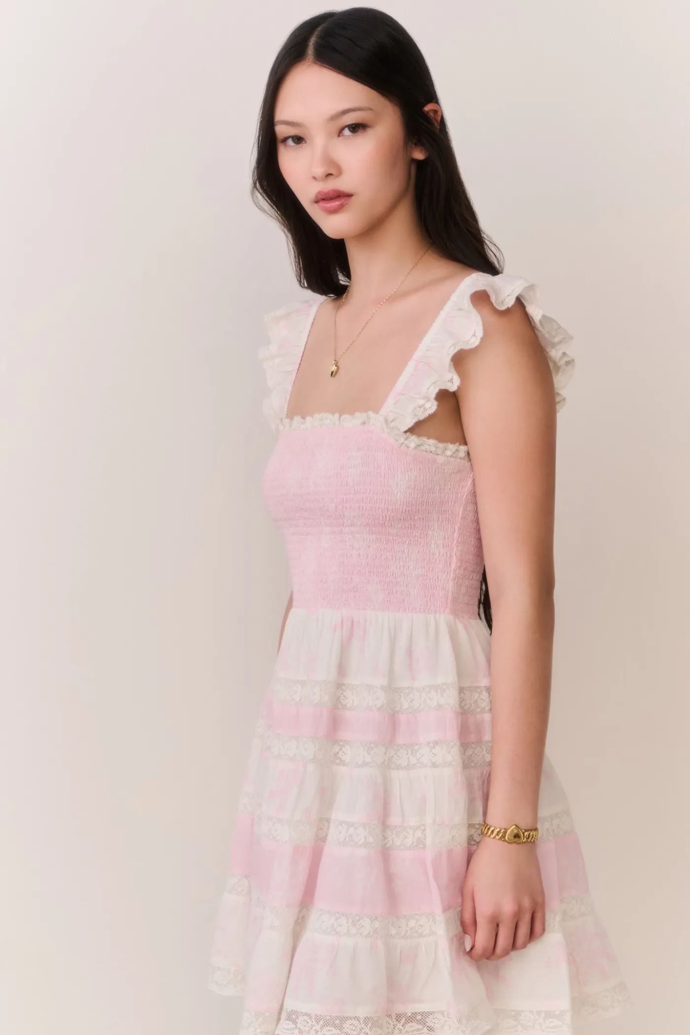 Colbera Mixed Print Cotton Mini Dress