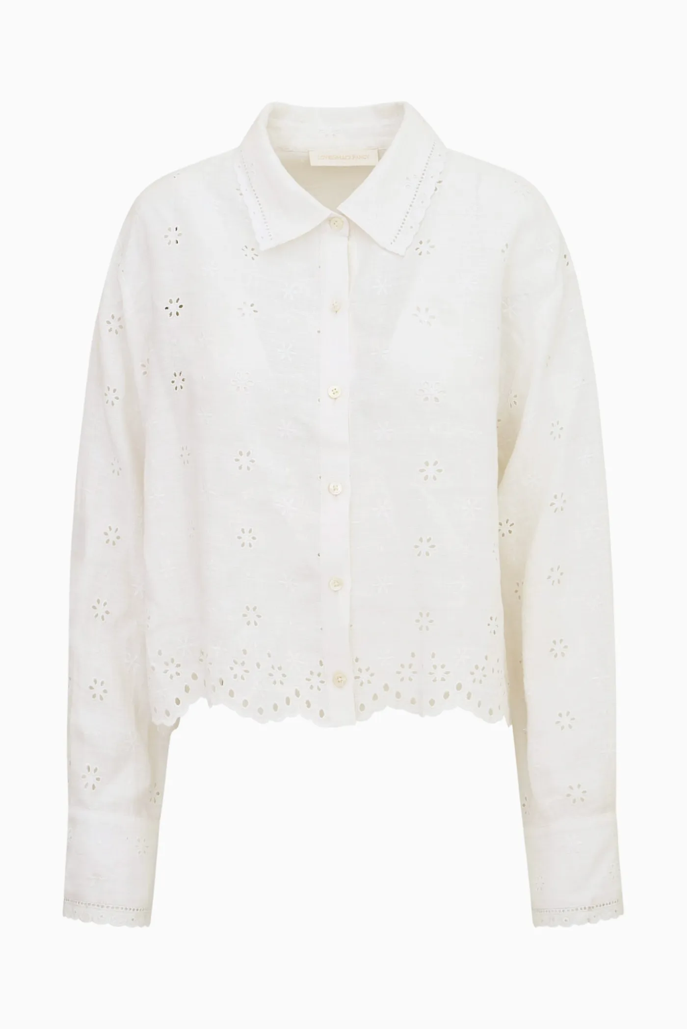 Delano Eyelet Linen Button-Up Top