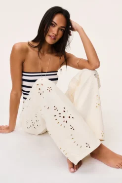 Dellah Floral Eyelet Jeans