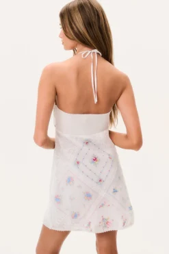 Elira Embroidered Patchwork Mini Dress