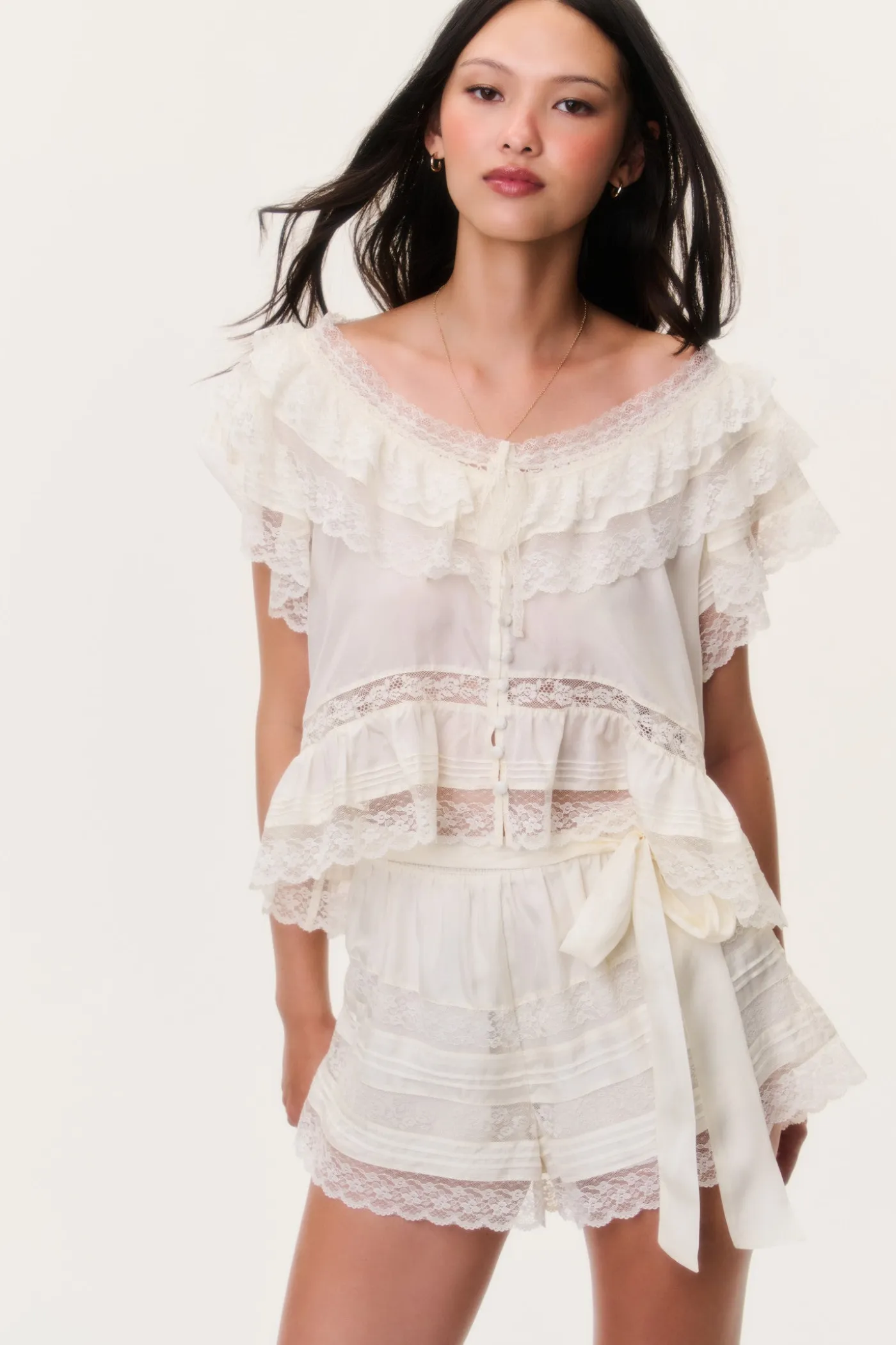 Emanuela Silk Lace Shorts