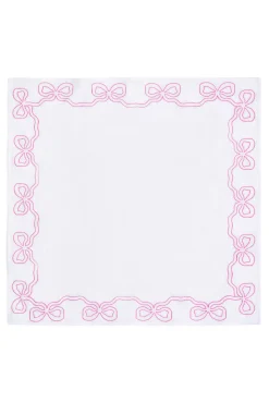 Embroidered Linen Bow Napkins - Set of 4