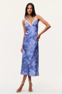 Evania Star Print Midi Slip Dress