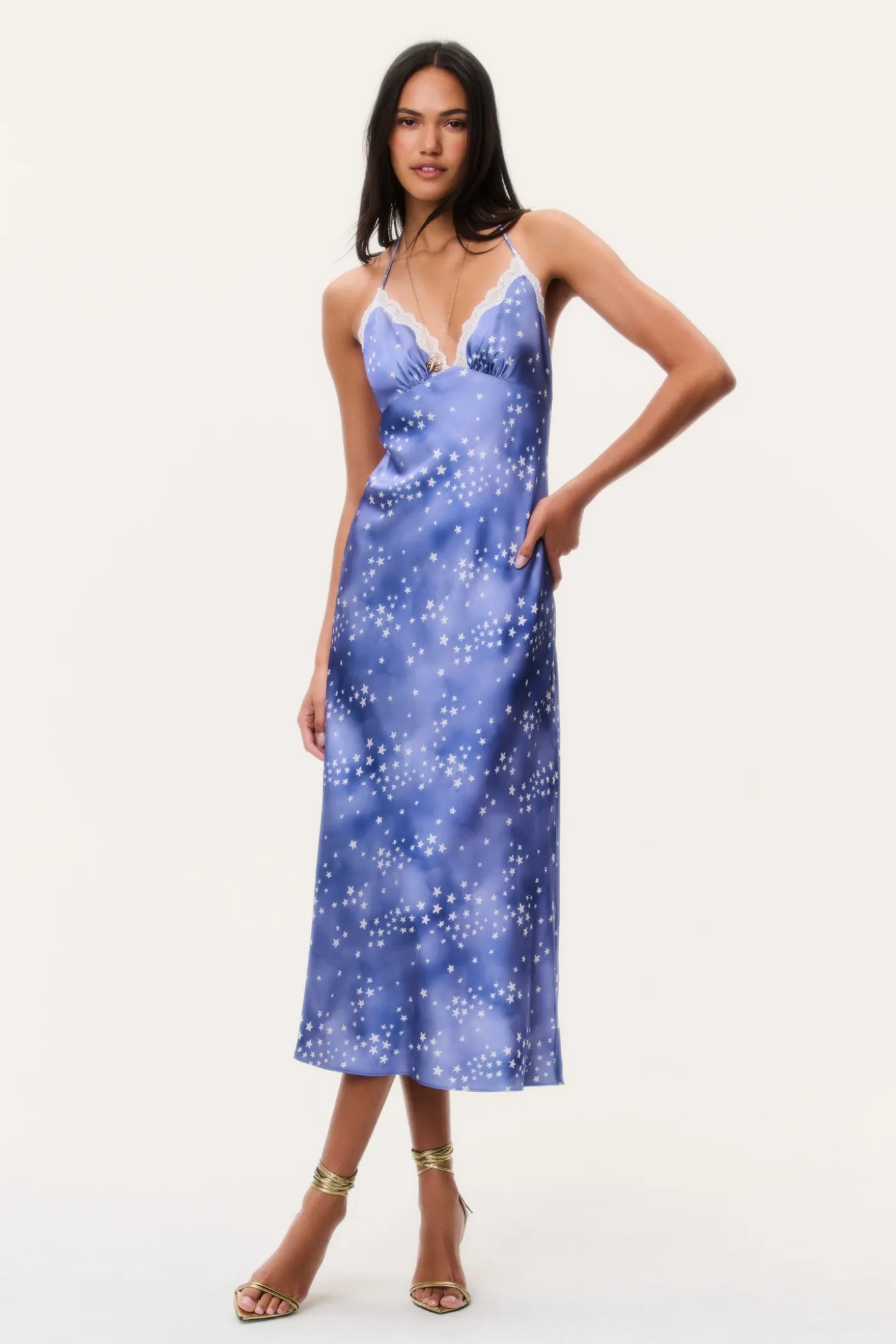 Evania Star Print Midi Slip Dress