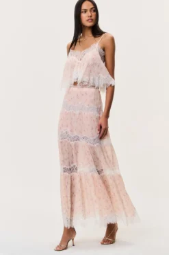 Everhart Cotton-Silk Lace Maxi Skirt