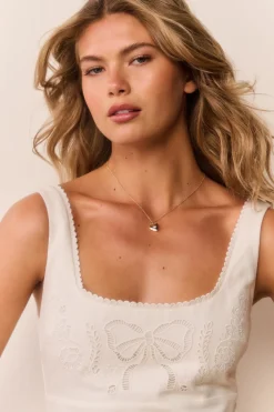 Fable Linen-Cotton Eyelet Mini Dress