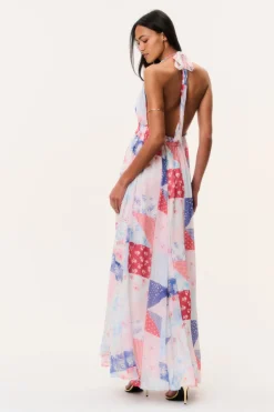 Fancy Patchwork Halter Maxi Dress