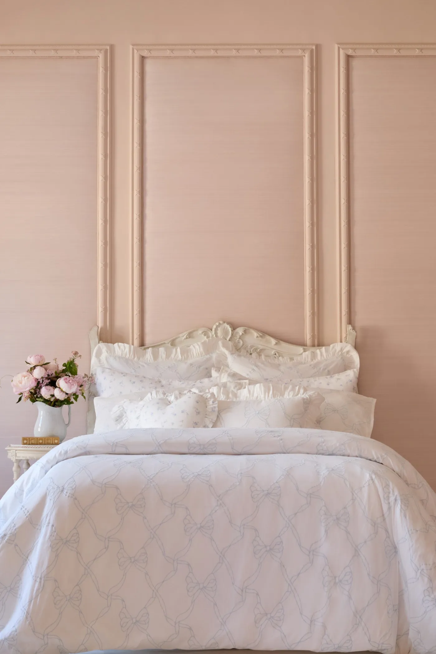 Garden Bow Embroidered Bow Duvet Cover + Sham Set