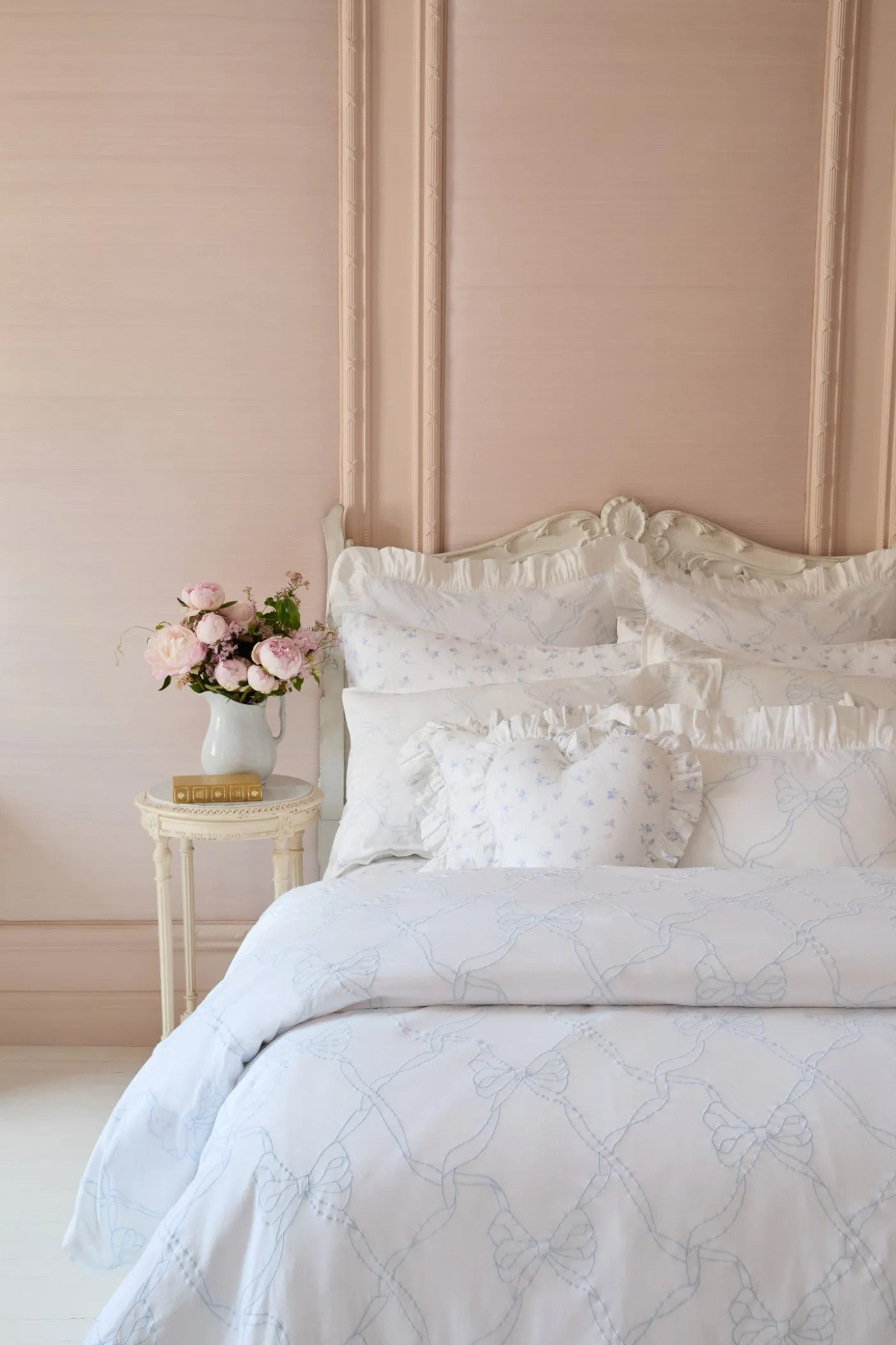 Garden Bow Embroidered Bow Duvet Cover + Sham Set