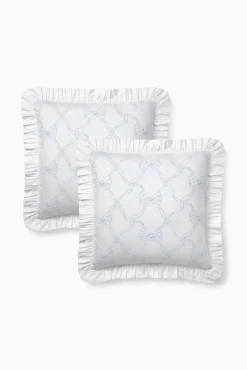 Garden Bow Ruffle Euro Pillow Sham Set Of 2