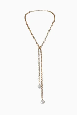 Girl With A Pearl Turkish Gold Lariat With 2 Wild Pearls