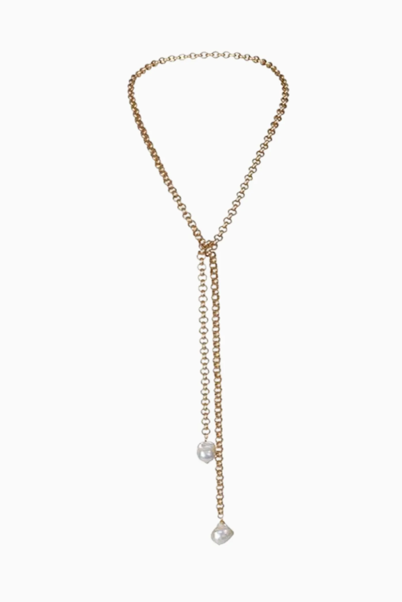 Girl With A Pearl Turkish Gold Lariat With 2 Wild Pearls