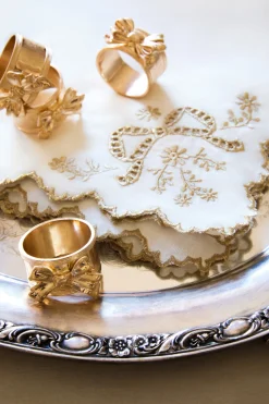 Heirloom Gold Bow Napkin Ring Set - Set Of 4