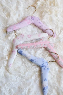 Heirloom Print Fabric Kids Hangers - Set Of 4
