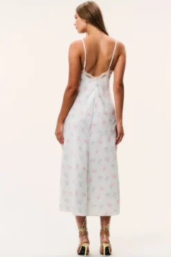 Idris Floral Satin Midi Dress