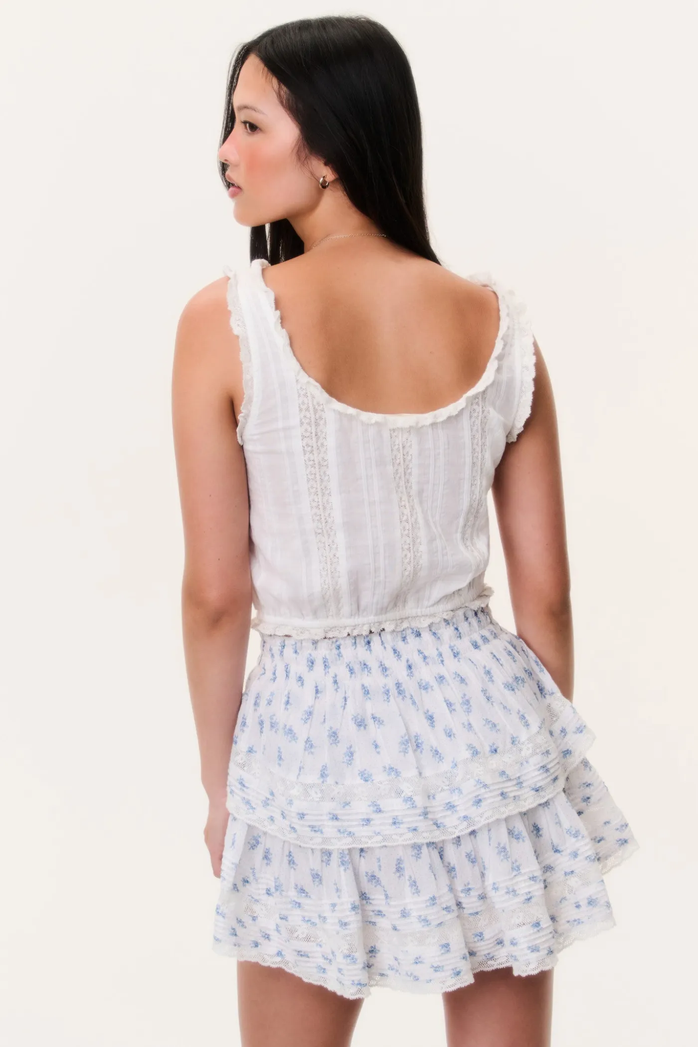 Indigo Cloud Ruffle Mini Skirt