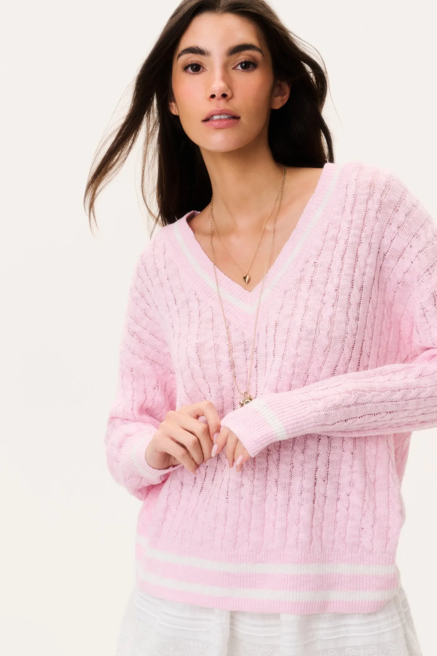 Jessanna Linen-Cotton Cable Knit Pullover