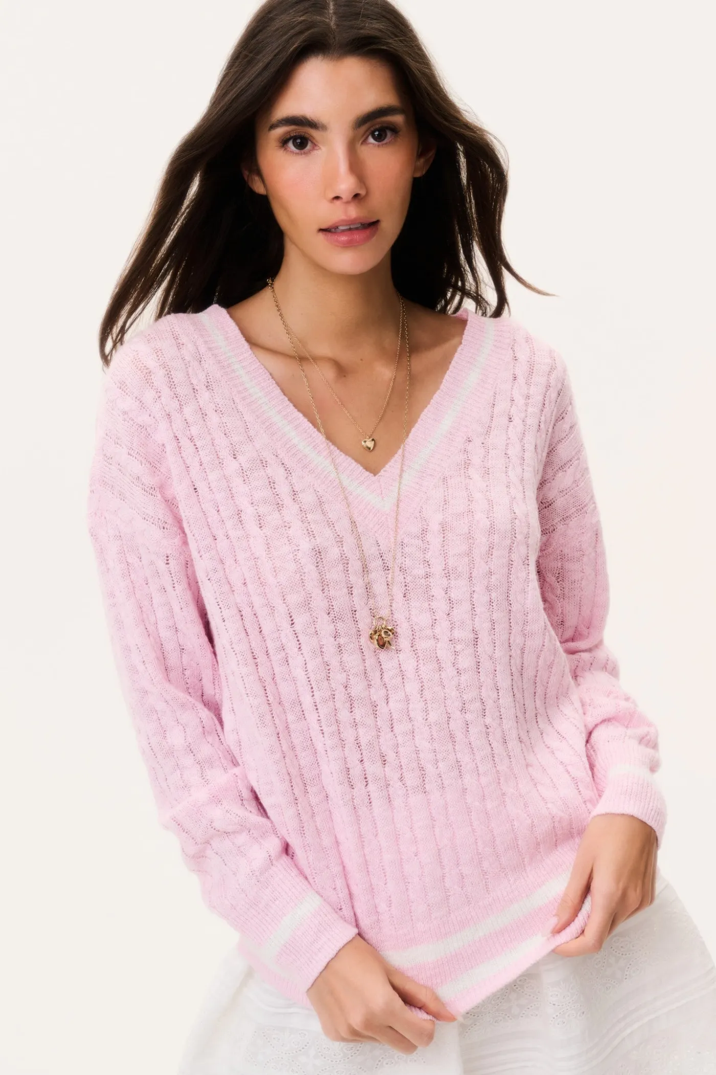 Jessanna Linen-Cotton Cable Knit Pullover