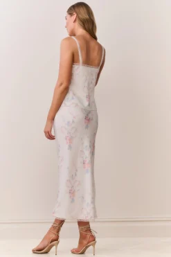 Kalo Floral Bow Print Slip Skirt