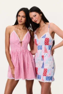 Khloe Cotton Gingham Mini Dress