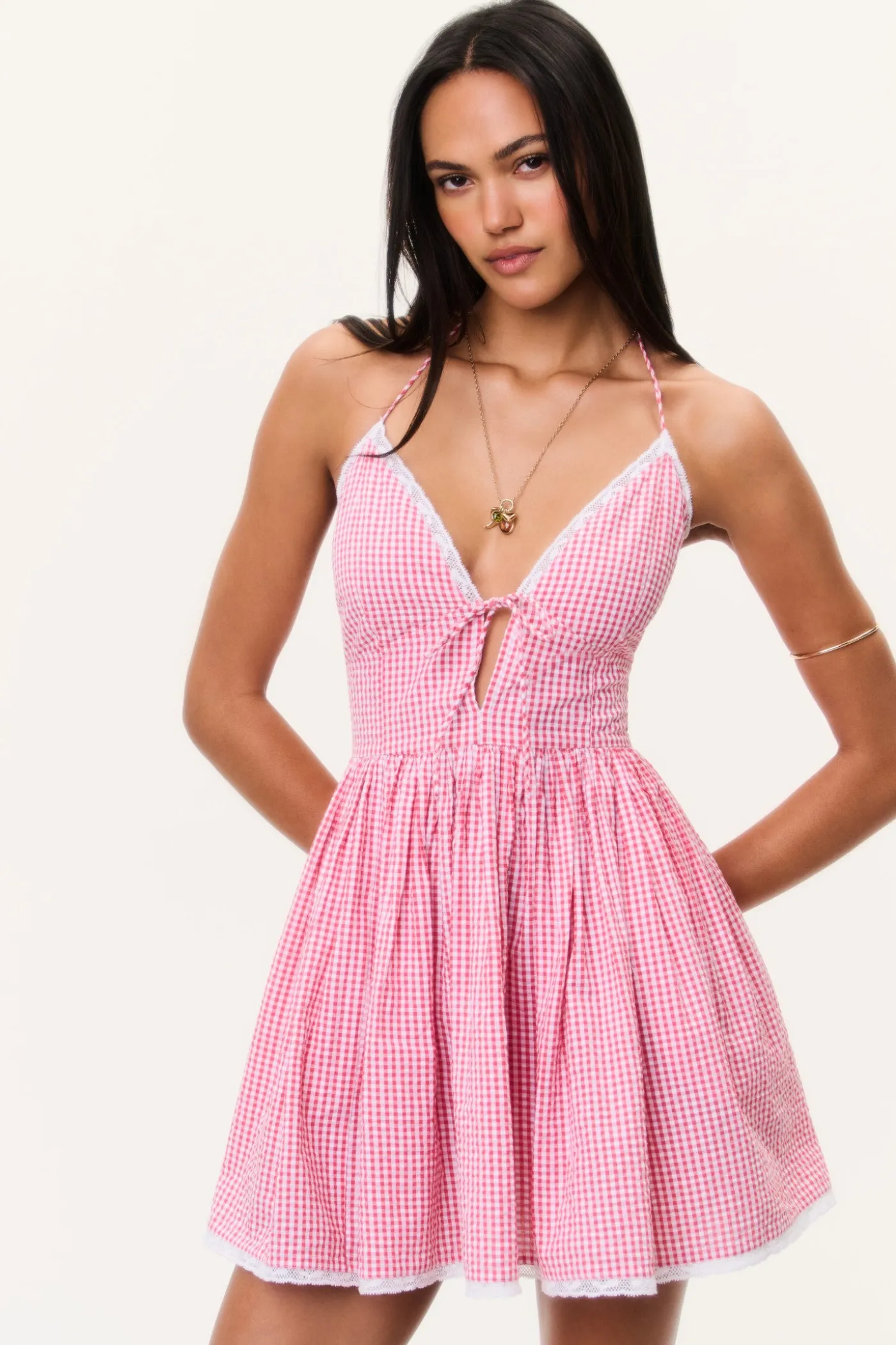 Khloe Cotton Gingham Mini Dress