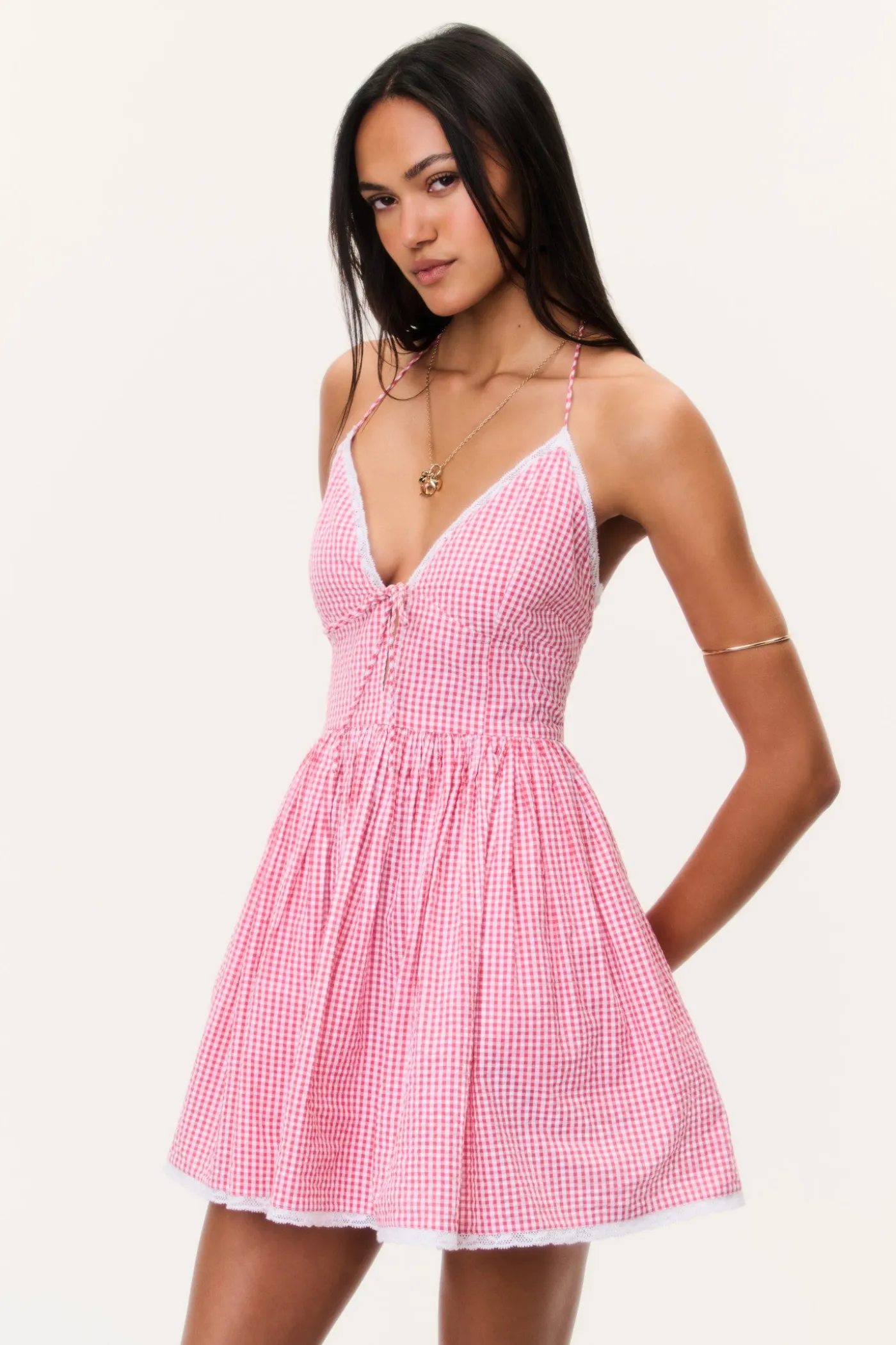 Khloe Cotton Gingham Mini Dress