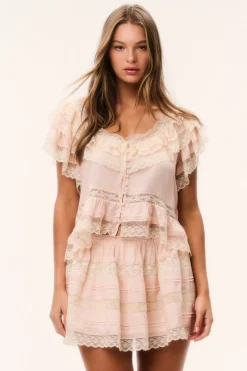 Klara Silk Lace-Trimmed Mini Skirt