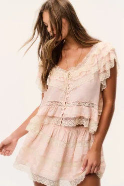 Klara Silk Lace-Trimmed Mini Skirt