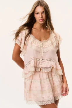 Klara Silk Lace-Trimmed Mini Skirt