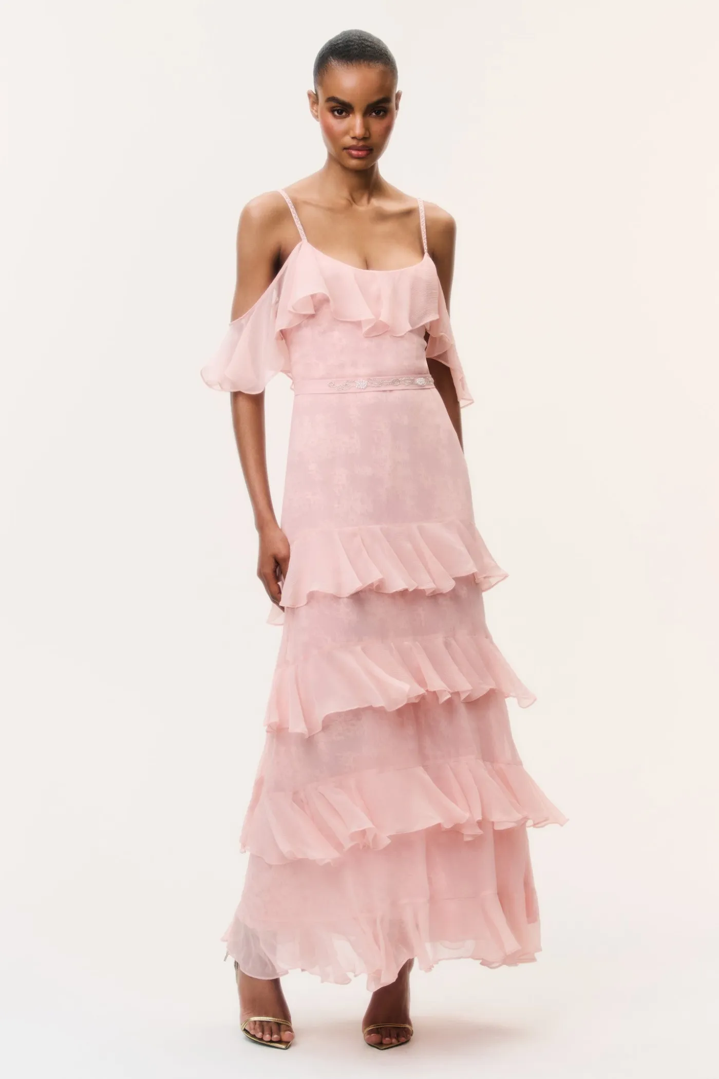 Laelia Floral Chiffon Ruffle Dress