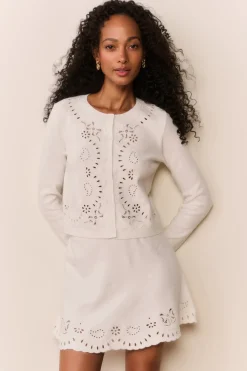 Leda Bandana Eyelet Knit Cardigan