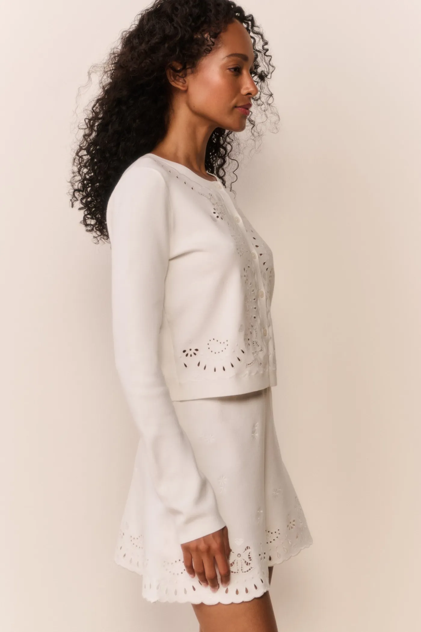 Leda Bandana Eyelet Knit Cardigan