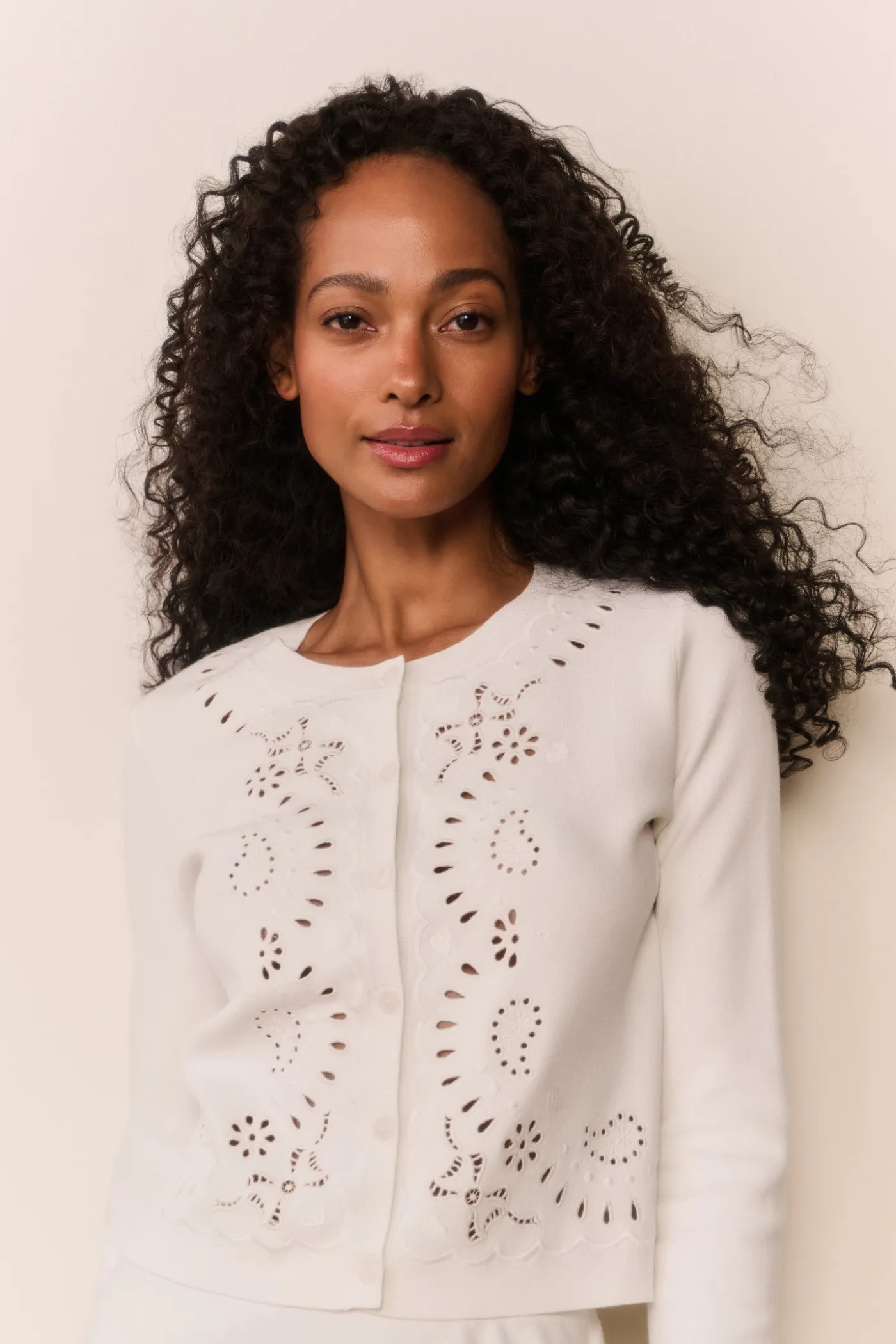 Leda Bandana Eyelet Knit Cardigan