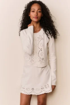 Leda Bandana Eyelet Knit Cardigan
