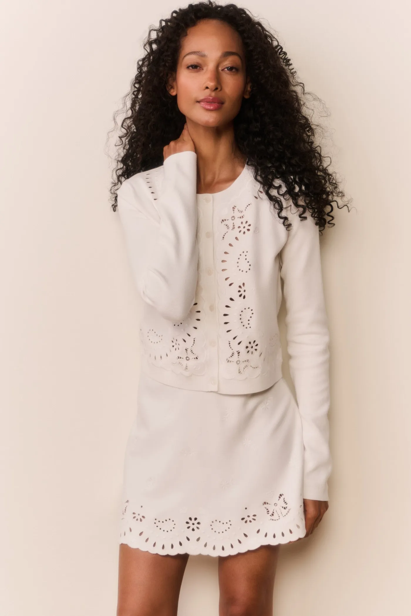 Leda Bandana Eyelet Knit Cardigan
