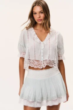 Levant Cotton Lace-Trimmed Mini Skirt