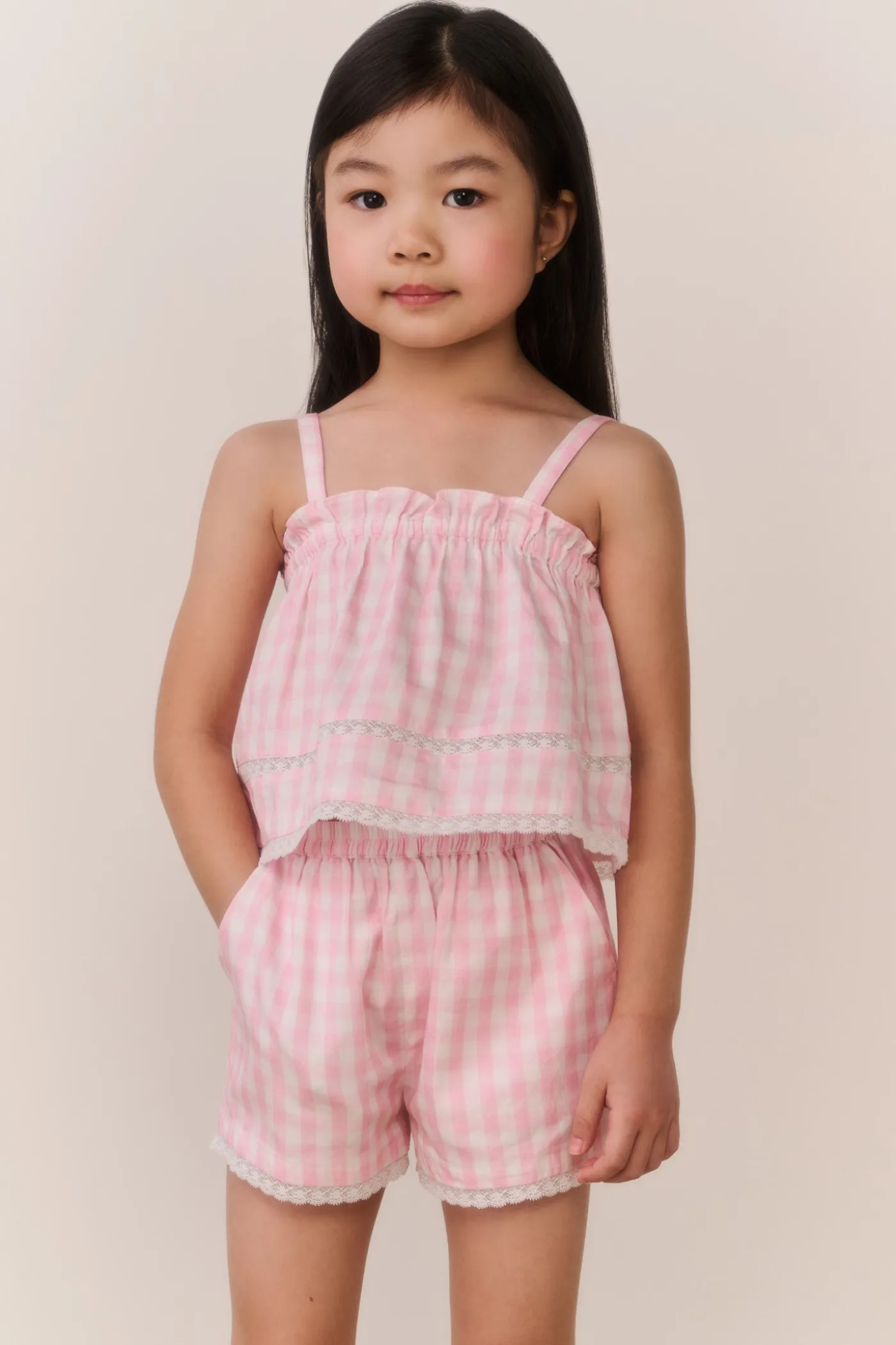 Little Girls Fiorella Gingham Top
