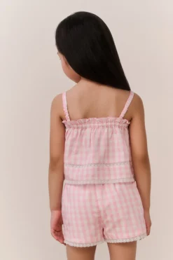 Little Girls Fiorella Gingham Top