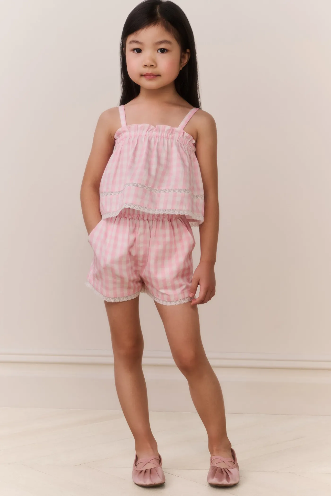 Little Girls Fiorella Gingham Top